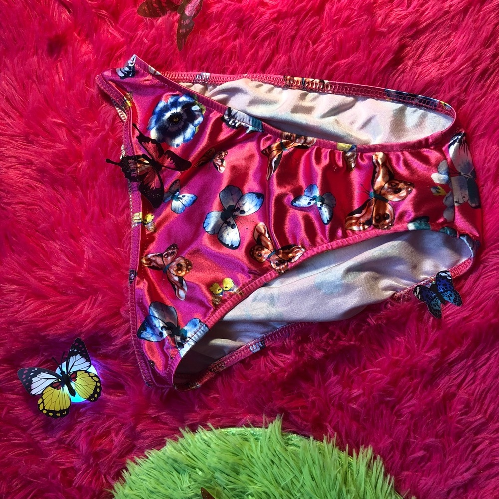 A super cute pink satin bikini